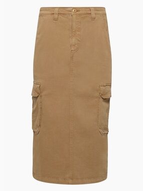 TNA Tan Cargo Midi Skirt with Utility Pockets